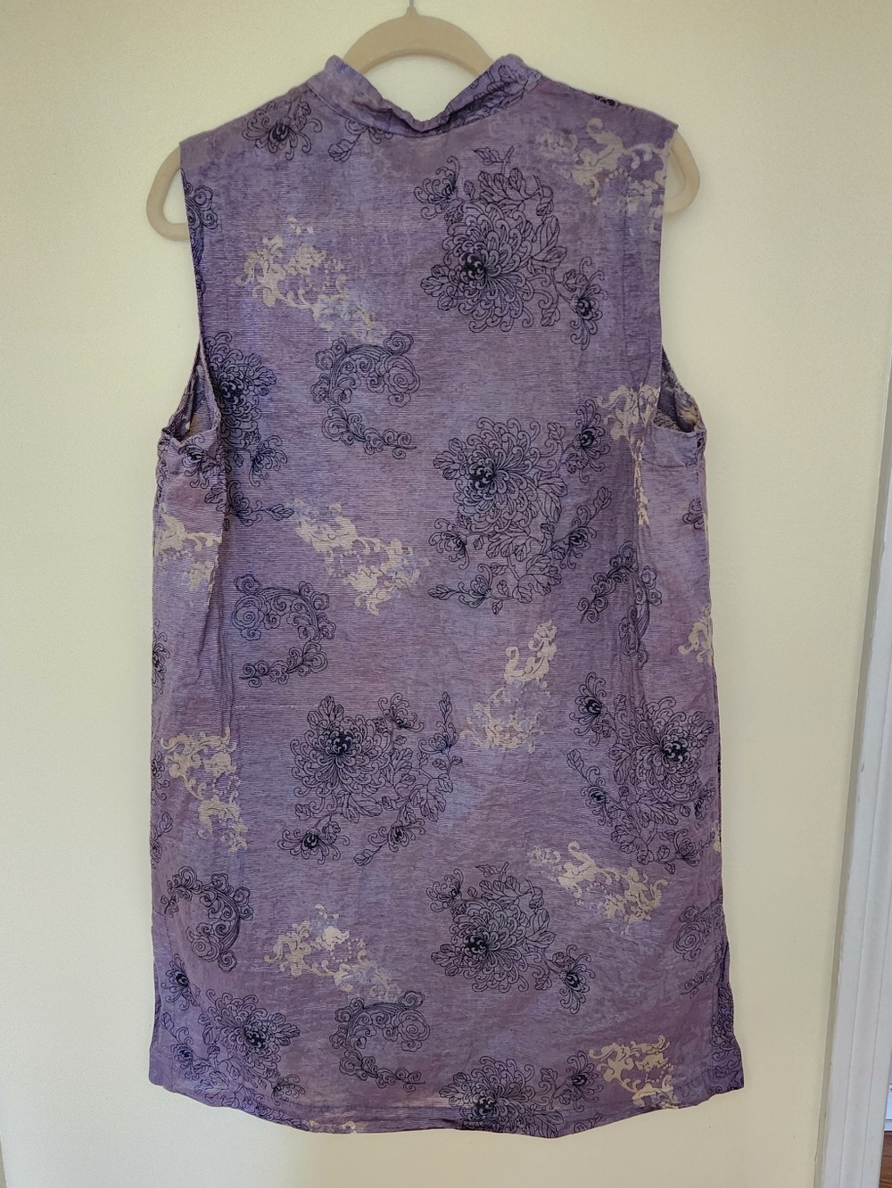 Vtg Linen Blend Sleeveless Oversized Tunic Dress Purple Art To Wear Lagenlook L - Picture 4 of 8